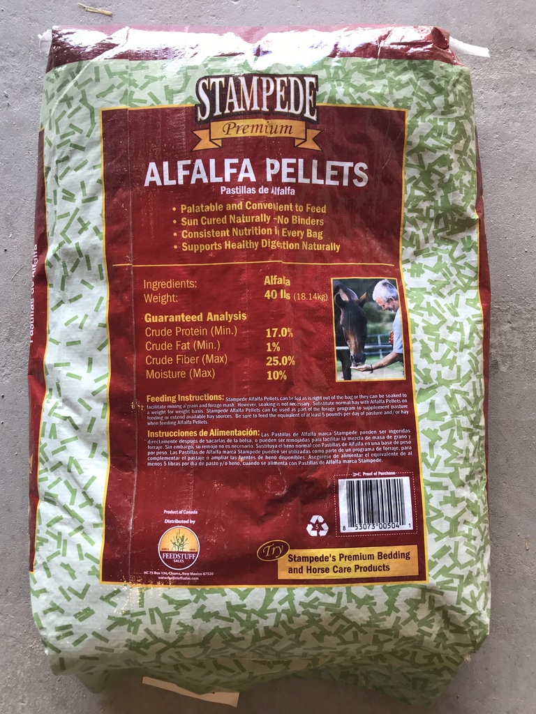 Stampede Alfalfa Pellets, NonGMO 40 lb Ernst Grain & Livestock